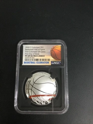 2020P Colorized Silver Dollar Basketball Hall of Fame  NGC PF69 Ultra Cameo ER
