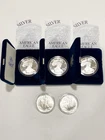 U.S. Mint American Eagle Silver Proof Coins 1 oz 2003(x3), 1993, 1992 Lot of 5