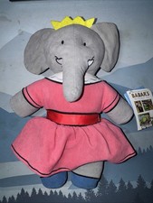 Babar Yottoy Queen Celeste Elephant Plush Stuffed Animal 10" wearing Pink Dress
