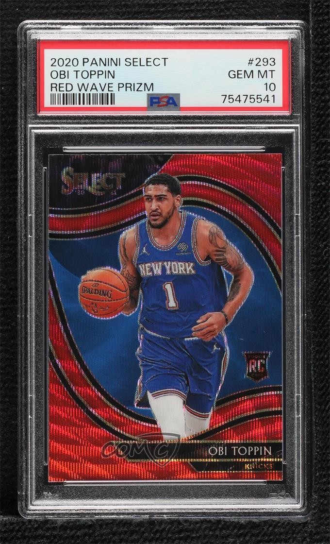 2020-21 Panini Select Courtside Red Wave Prizm Obi Toppin #293 PSA 10 GEM MT 2l4