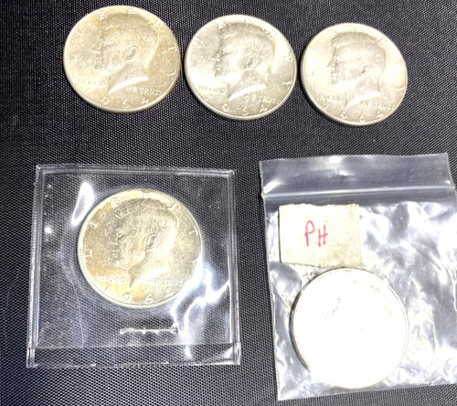 Lot of  5 - 1964 Kennedy Half Dollars