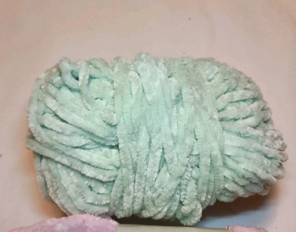 Premier Just Chenille Yarn - 3 Skeins - Pink, Oyster, Pastel Green - Image 4 of 4