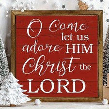 Rustic Wooden Christmas Sign Religious Decor Holiday Farmhouse Home Wall Gifts