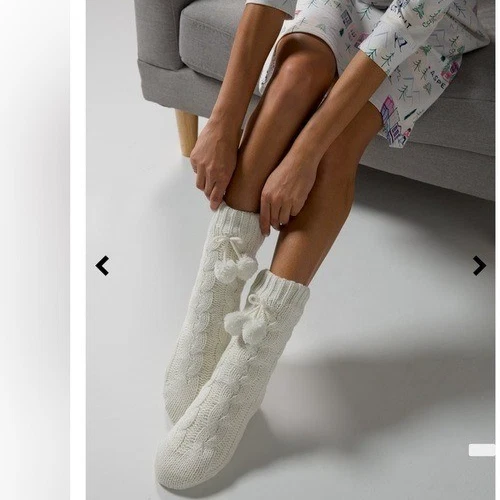 NUEVO CON ETIQUETAS Soma Intimates S/M Grueso Tejido con Cable Calcetines de Cabina Zapatillas Acogedor Salón Foto 2 de 4