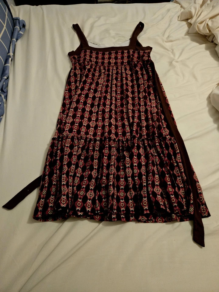 Energie розовый и коричневый узор солнце платье для повседневной одежды для женщин - Изображение 2 из 3