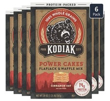 6x Kodiak Protein Power Cakes CINNAMON OAT Flapjack  Waffle Mix 20 oz - 6 BOXES