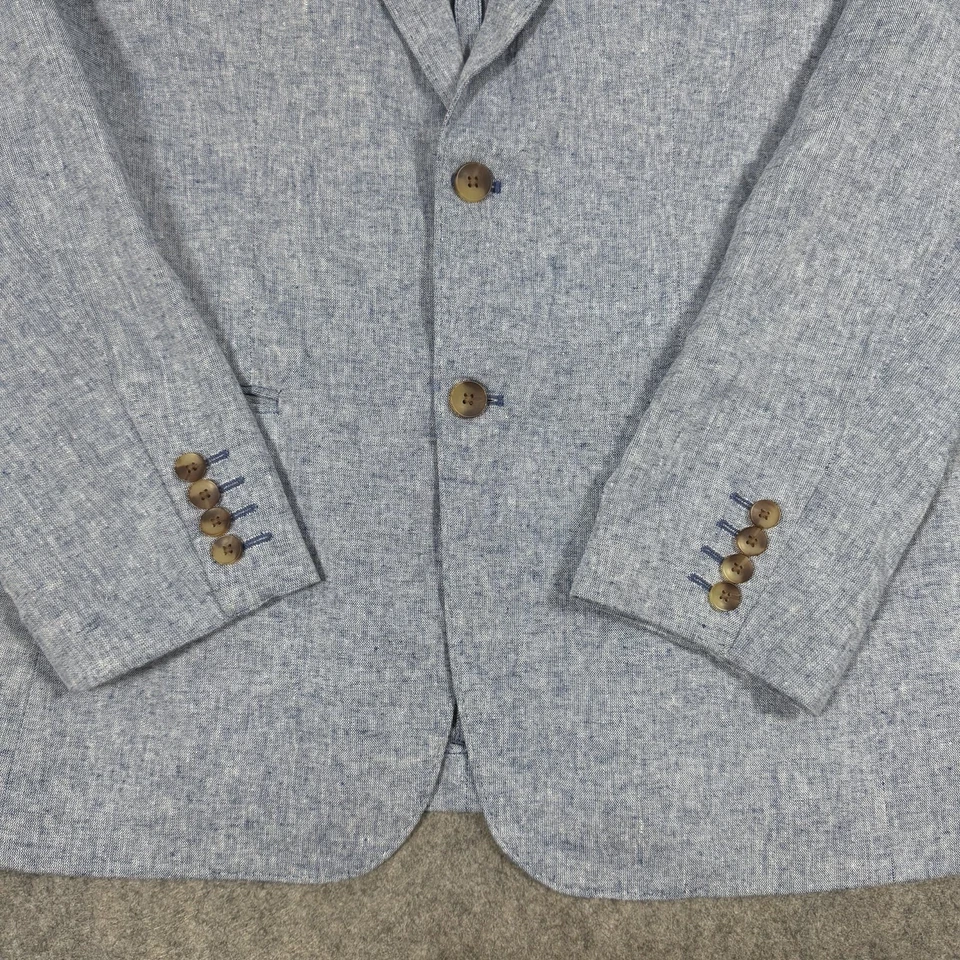 Костюм блейзер клубная комната отдельный на двух пуговицах мужской размер средний серый 100% лен - Изображение 2 из 4