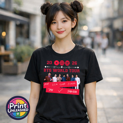 BTS World Tour 2026 KPOP Grafik T-Shirt Unisex Kinder Teen Erwachsene Printed Band Tee