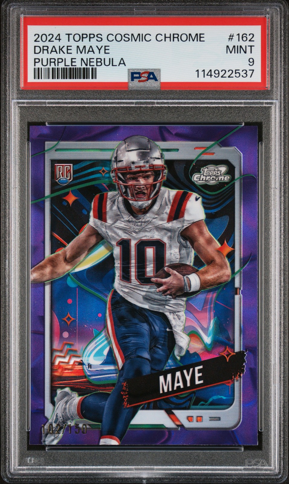 2024 TOPPS COSMIC CHROME PURPLE NEBULA #162 DRAKE MAYE 102/150 PSA 9