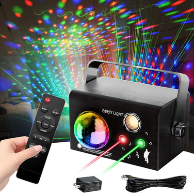 Square Party Lights, 4 Modes Sound Activated DJ Disco Light with Remote & Strobe
