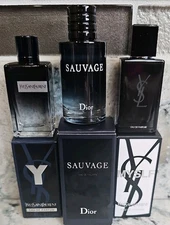 Mens Cologne Lot ~ DIOR SAUVAGE & YSL Y & MYSLF Mini Splash Yves Saint Laurent 
