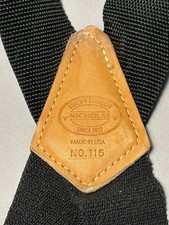 Nicholas No 115 Suspenders Black Made in USA Leather Back Heavy Duty
