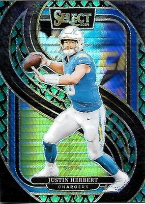 Justin Herbert 2024 Panini Select Premier Level Dragon Scale Prizm Parallel 1/81