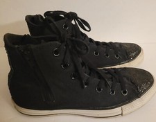 Converse Women's Chuck Taylor Black Glitter All Star High Top Sneaker Size 8