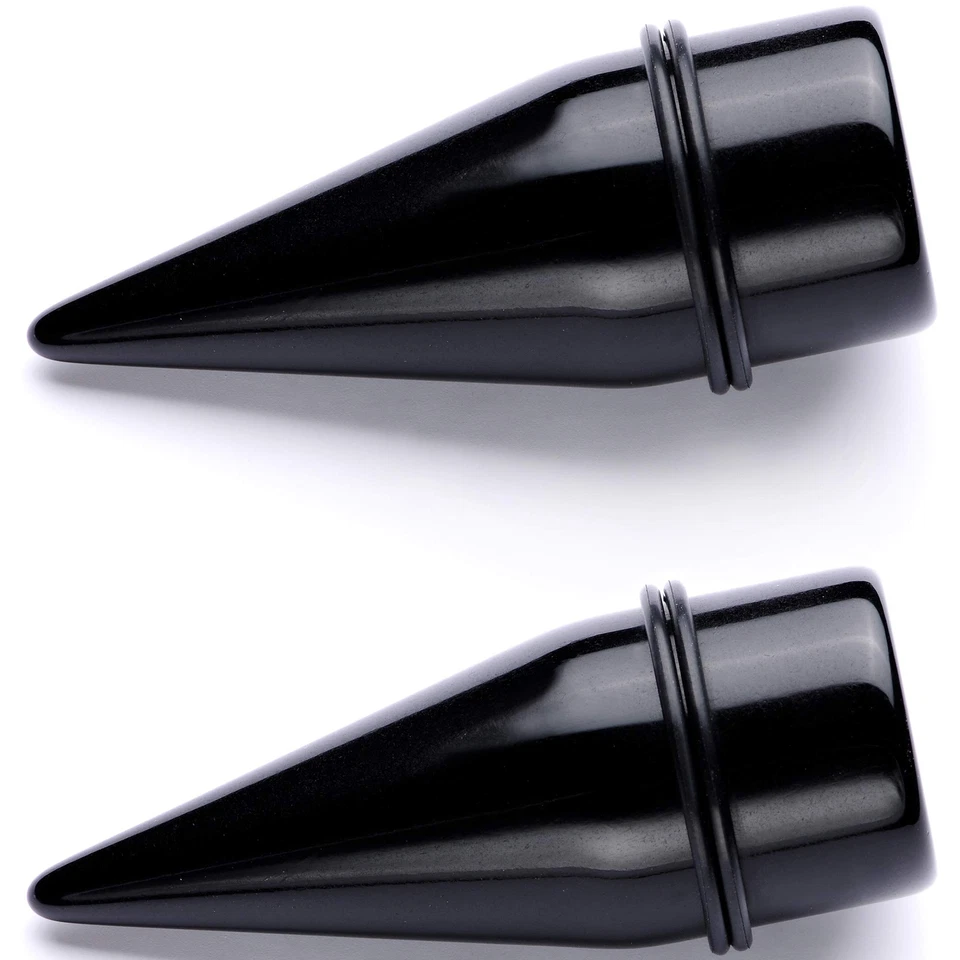 Kit de estiramiento de medidores de orejas unisex conos rectos para orejas estiradas negras acr... Foto 2 de 4