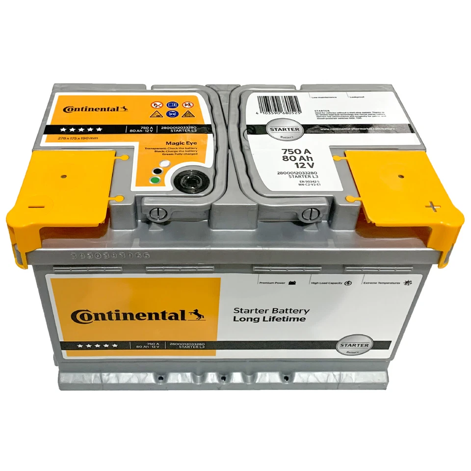 BATTERIA AUTO CONTINENTAL 80Ah 750A Positivo a Destra +DX = FIAMM 80 AH / 74 AH - Immagine 4 di 4