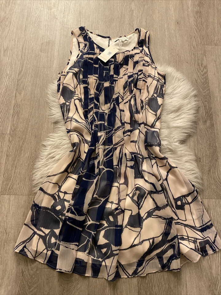 Max And Cleo Blue beige Dress Size Small - Medium New NWT Sleeveless $158 - Image 4 of 4