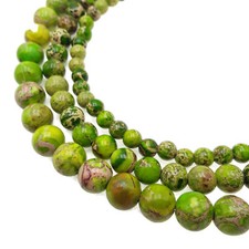 2.0mm Hole Green Sea Sediment Jasper Smooth Round Beads 6mm 8mm10mm 15.5" Strand