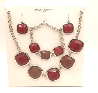 Vintage Jaclyn Smith Necklace Bracelet and Earring Set with Faceted Acrylic Gems