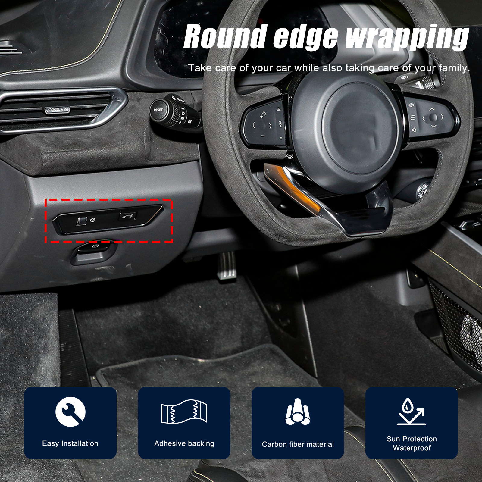 Real Carbon fiber Door Tailgate Switch Button Trim For Lotus EMIRA 2021-23 US