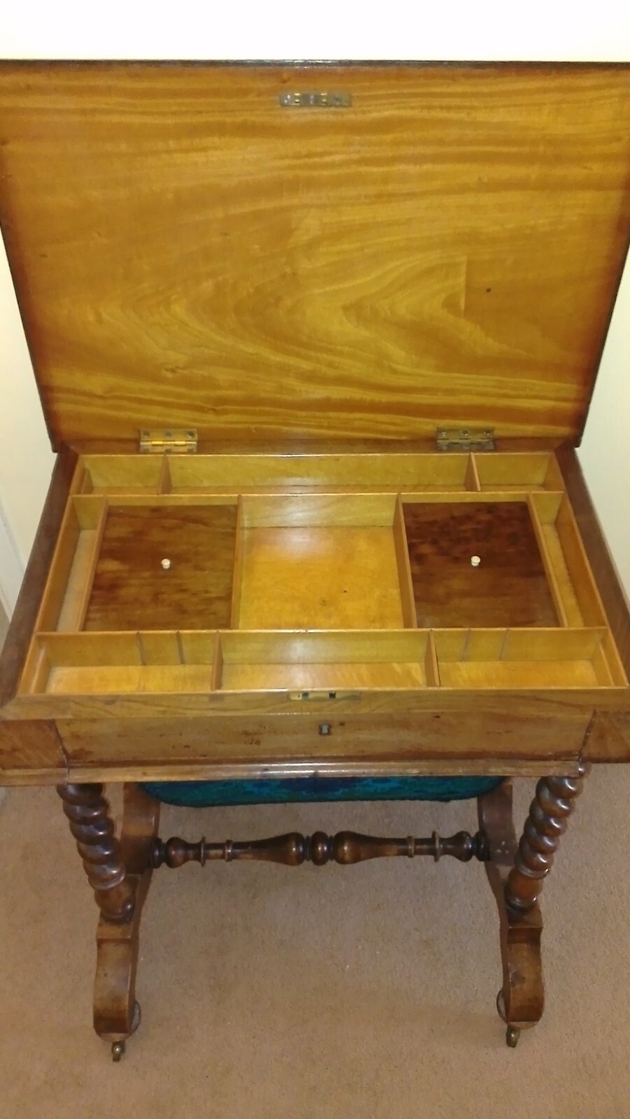 Antique Victorian Walnut Sewing Work Table eBay