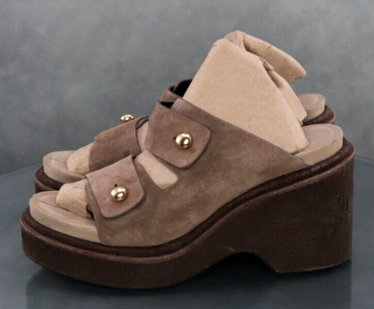 APL Sandali donna con zeppa Rag & Bone estivi $325 taglia EU 39 5 US 9 5 scamosciati marroni