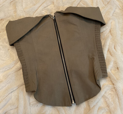 ZARA WOMAN TAUPE BROWN TOPSTITCHED ZIPPER BUSTIER SZ SMALL NWT