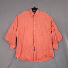 Tommy Hilfiger Men's Button Down Shirt Long Sleeve Orange Size L