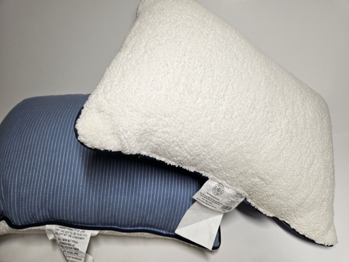 Levi's x Target Striped Sherpa decorative Pillow 13" x 18" Blue White set of 2 - Picture 5 of 7