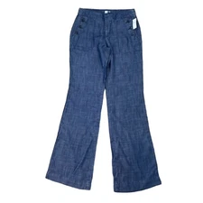 NWT GAP Salior Trouser Pants Size 0 Blue Shiny Jean-Like 