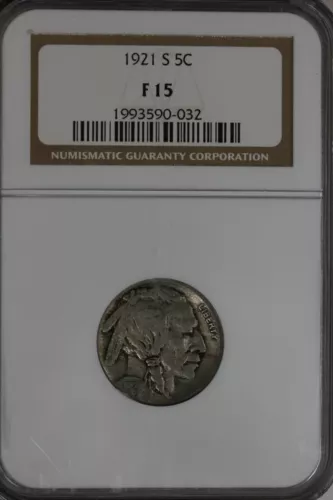 1921-S .05 NGC F15   Buffalo Nickel,Indian nickel