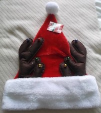 MERRY BRITE SANTA HAT WITH ANTLERS - ADULT ONE SIZE - NEW WITH TAG