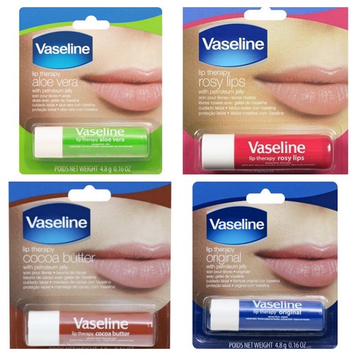 Vaseline Lip Therapy Balm 4 PC Combo Set (Original, Aloe Vera,Cocoa