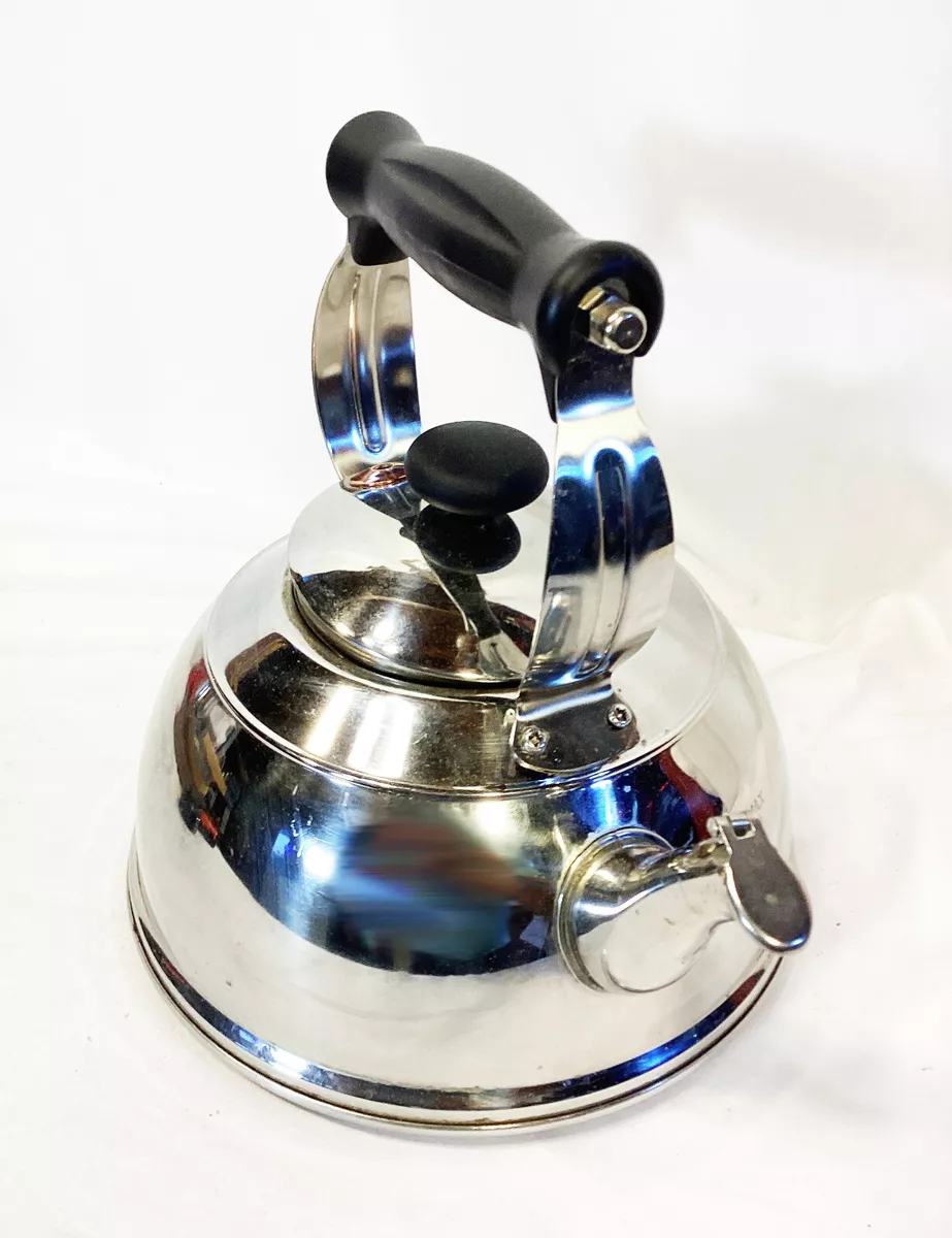 Palm Restaurant Tea Kettle Stainless Steel Copper Bottom Whistle