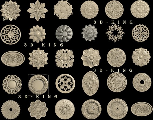 260+ PCS 3D STL Model CIRCLE & OVAL ROSETTES Medalions for CNC Router Engraver - Picture 5 of 9