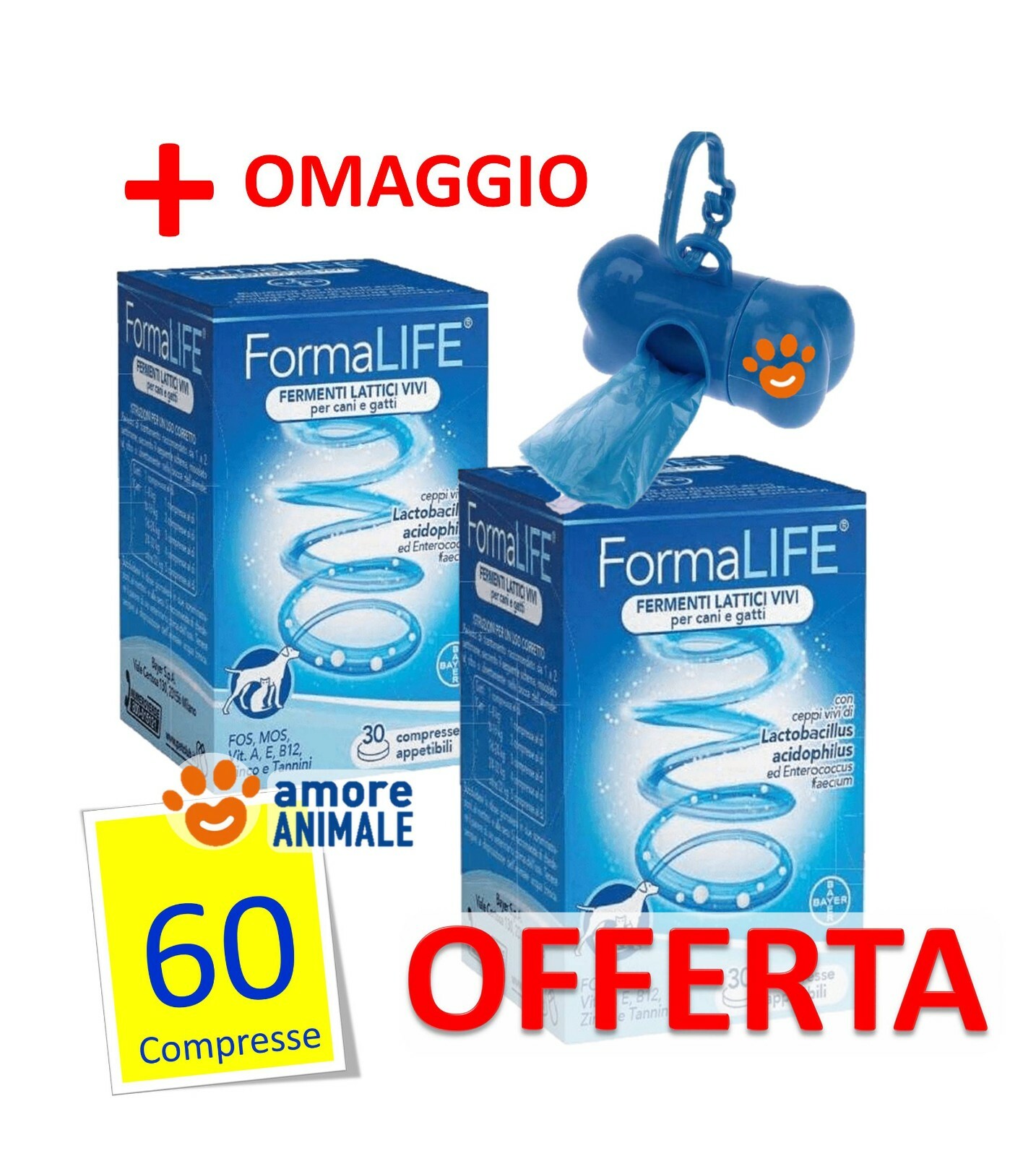 Bayer FormaLIFE 30 cpr Cani e Gatti | Promo 2 Confezioni Fermenti Lattici