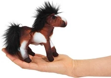 Folkmanis Mini Horse Finger Puppet,Brown; Black; White
