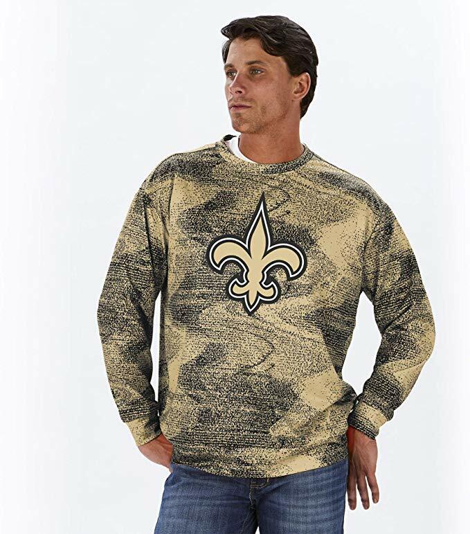 Мужская толстовка Zubaz NFL Football Mens New Orleans Saints со статичным круглым вырезом