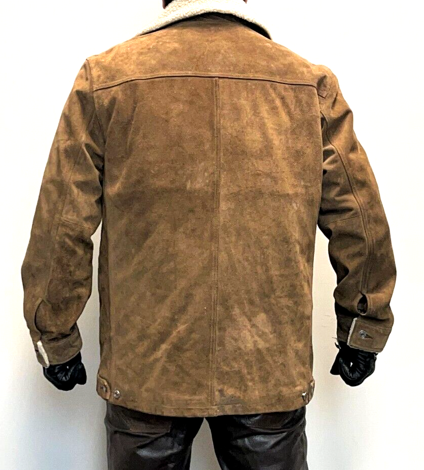 Gap Beige Leather Shearling Jacket Size XL | eBay