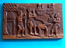 Holz-Relief aus Afrika (Ghana) Volkskunst Schnitzerei Hartholz, 40x24x2,5 cm