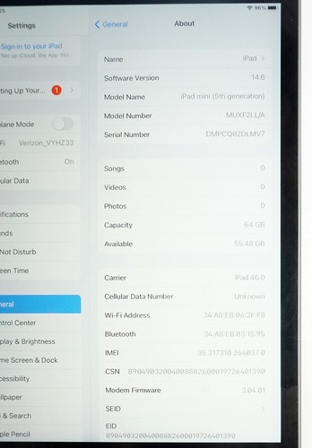 Apple iPad Mini 5 64GB 7.9" Space Gray A2126 MUXF2LL/A 2019 Wi-Fi + LTE - Picture 2 of 5