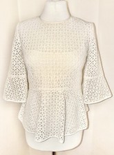 NEEDLE & THREAD Cream Geo Lace Crochet Peplum...