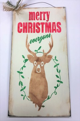 Buck Merry Christmas Everyone Lodge Deer Cabin Winter Decor Wooden