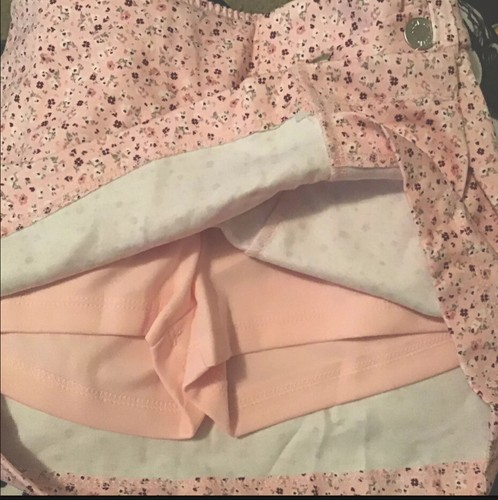 Justice Girls Wrap Skirt Pink Size 8 Built In Shorts Flowers Logo Button - Picture 9 of 12