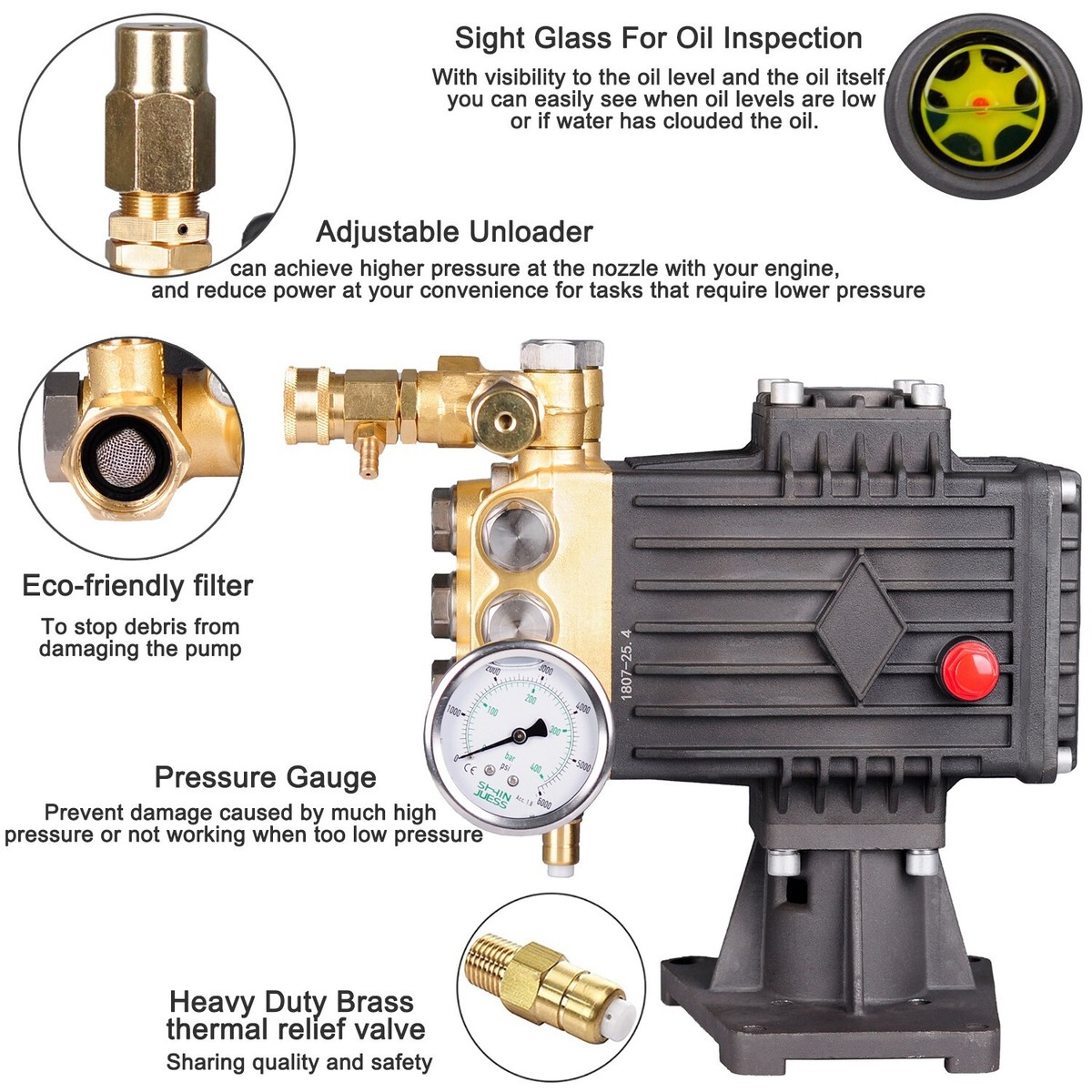 3600 PSI 4.7 GPM Triplex Pump 1¡å Hollow Shaft Pressure Power Washer Pump Valve 261