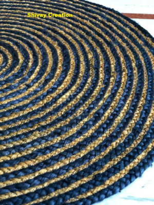 Rug 100% Natural Jute Reversible Braided Style Carpet Modern Rustic Decor Rug