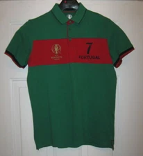 UEFA EURO2016 OFFICIAL LICENSED PRODUCT PORTUGAL 7 GREEN & RED POLO SHIRT SIZE L
