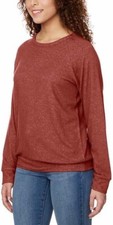 NWT Buffalo David Bitton Women Cozy Long Sleeve Sweatshirt Rust Sz S 80 HH537