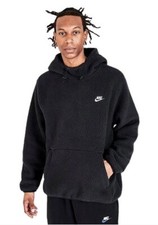 Size M-Nike Sherpa Men's Pullover Hoodie Black DV8154-010