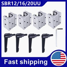 4PCS SBR12UU SBR16UU SBR20UU Locking Slide Block & Adjustable Handle & Wrench